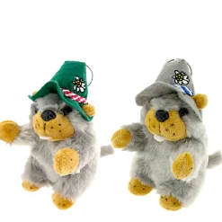 Plüschtier Murmeltier Jodler, Murmeltier mit Jodelsound, grauer oder grüner Hut, 18cm