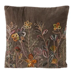 Samt Kissen Steffy, Blumenkissen bestickt, olivgrün, 45x45cm, Boltze Home Collections