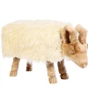 Schaffellhocker Berthold, Holzhocker Schaf, Naturholz-cremeweiß, 45x80cm, WMG Grünberger