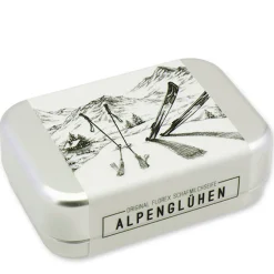 Schafmilchseife Alpenglühen eckig, in einer Seifendose mit Winter Ski Motiv, 100g, Florex