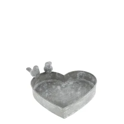 Schale Herz mit Vögel 18x16cm Zink