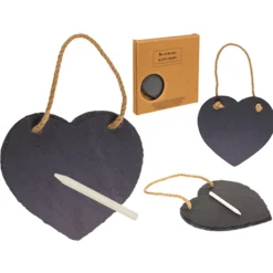 Schiefertafel Herz mit Kreide, Memotafel in Herzform, 15x15cm, zum Hängen, Out of The blue