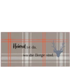 Schild Hirsch Karo, Metallschild Heimat ist da..., 40x20cm, Boltze Home Collections