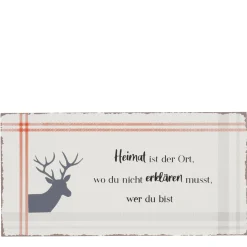 Schild Hirsch Karo, Metallschild Heimat ist der Ort..., 40x20cm, Boltze Home Collections