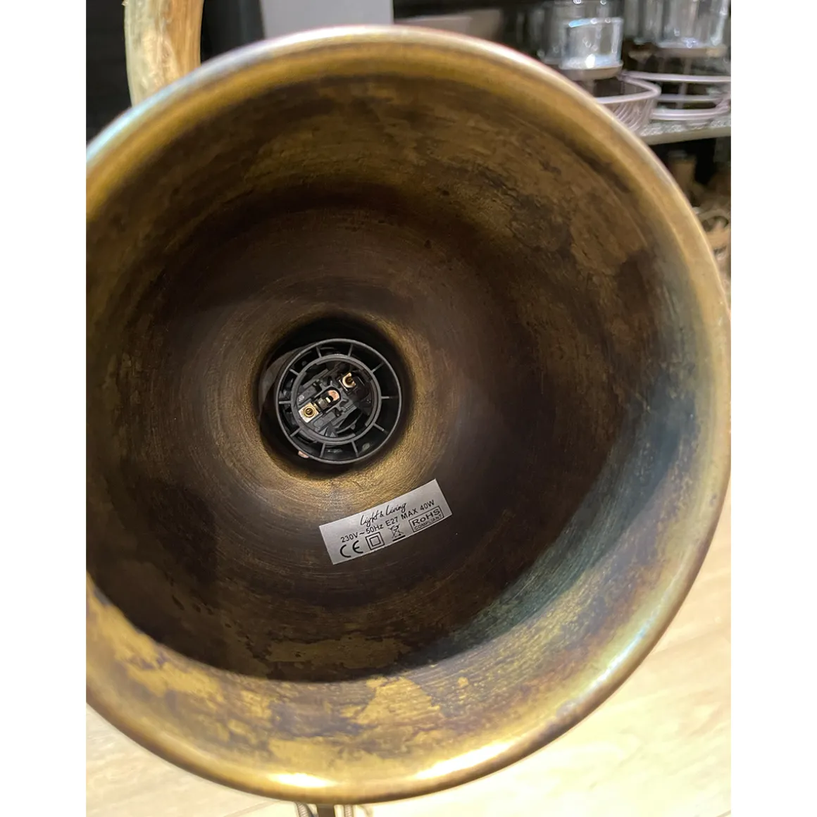 Schreibtischlampe Manson Retro, Tischleuchte Antik bronze, verstellbare Gelenke, Light & Living