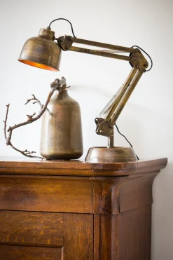 Schreibtischlampe Manson Retro, Tischleuchte Antik bronze, verstellbare Gelenke, Light & Living