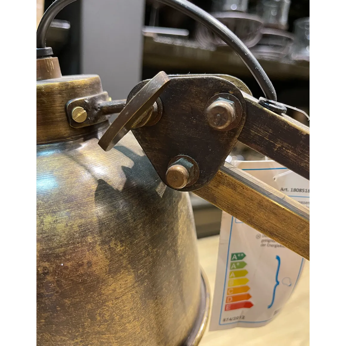 Schreibtischlampe Manson Retro, Tischleuchte Antik bronze, verstellbare Gelenke, Light & Living