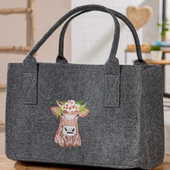 Shopper Kuh Adelheid, Filztasche mit Henkel und Kuhmotiv bestickt, 26x40cm, Gilde