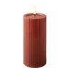 Solar Kerze ziegel, Kerze mit Rillen,15cm, Lumineo
