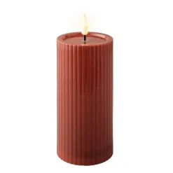 Solar Kerze ziegel, Kerze mit Rillen,15cm, Lumineo