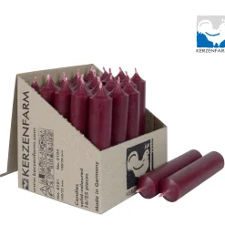 Stabkerze dunkelrot rustikal, Wachskerze, 100x22mm, Kerzenfarm Hahn