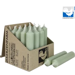 Stabkerze salbeigrün rustikal, Wachskerze, 100x22mm, Kerzenfarm Hahn