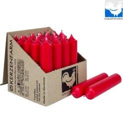 Stabkerze weihnachtsrot rustikal, Wachskerze, 100x22mm, Kerzenfarm Hahn