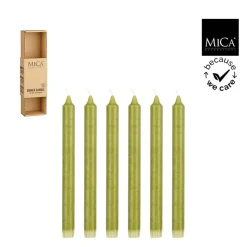 Stabkerzen Stearin grün, Spitzkerzen 25cm, Set/6St, Mica Decorations