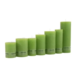 Stumpenkerze Rustic grün, Wachskerze, 60x60mm, WMG Grünberger