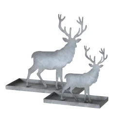 Tablett Hirsch Luga, Metalltablett mit Hirsch abnehmbar, grau, 25x26cm