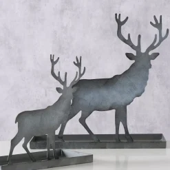 Tablett Hirsch Luga, Metalltablett mit Hirsch abnehmbar, grau, 34x35cm