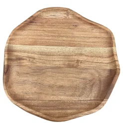 Tablett aus Naturholz, unregelmäßige Form, dekorative Holzschale, 28x29x2,5cm