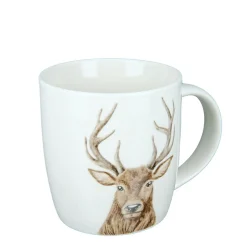 Tasse Hirsch, Henkelbecher mit Hirschkopf, Porzellantasse, 380ml, Gilde Handwerk