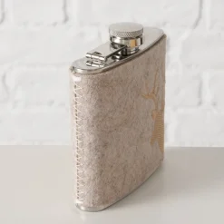 Trinkflasche Hirsch Vilbert, Flaschmann aus Filz mit Hirschkopf unten, 11x9cm, Boltze Home Collections