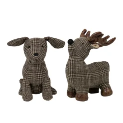 Türstopper Hirsch, Hirsch Karo braun mit Kunstleder Geweih, 25x26cm, Mars & More