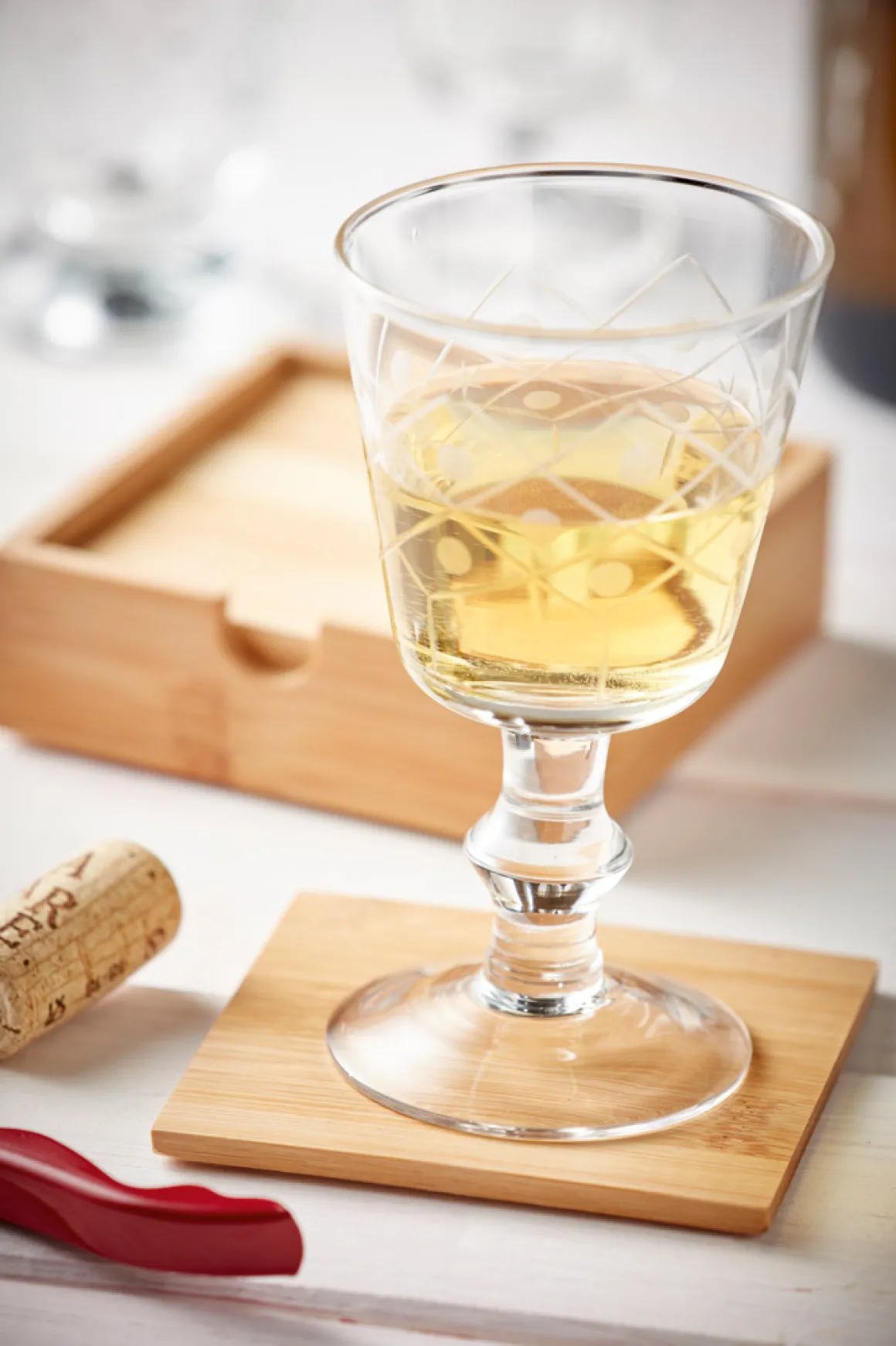 Untersetzer Bambus, Holzuntersetzer quadratisch, 4 St in der Box, 10x10cm