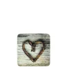Untersetzer Herz, Herz aus Zweige, 10x10cm, Set/6, MDF/Kork, Mars & More