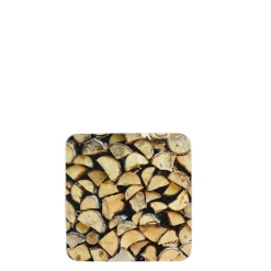 Untersetzer Holz, Kaminholz, 10x10cm, Set/6, MDF/Kork, Mars & More