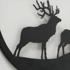 Wandobjekt Hirsch Ludwig, Metallschild mit Spruch: Servus, Ø50cm, Boltze Home Collections