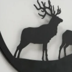 Wandobjekt Hirsch Ludwig, Metallschild mit Spruch: Servus, Ø50cm, Boltze Home Collections