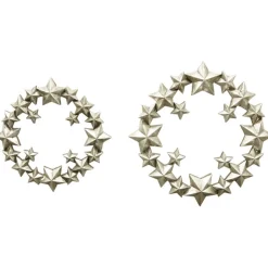 Wandobjekt Kranz aus Sterne 3D, Sternenkranz silber, Ø32cm, Polyresin