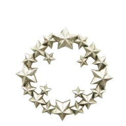 Wandobjekt Kranz aus Sterne 3D, Sternenkranz silber, Ø 26cm, Polyresin