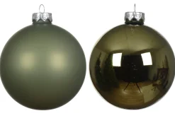 Weihnachtsbaumkugeln aus Glas, rosmaringrün glanz/matt, Ø4cm, 18St/Box, Decoris