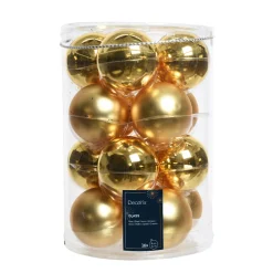 Weihnachtsbaumkugeln aus Glas, gold glanz/matt, Ø8cm, 16St/Box, Decoris