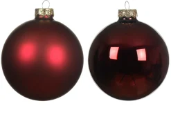 Weihnachtsbaumkugeln aus Glas, ochsenblut glanz/matt, Ø10cm, 4St/Box, Decoris