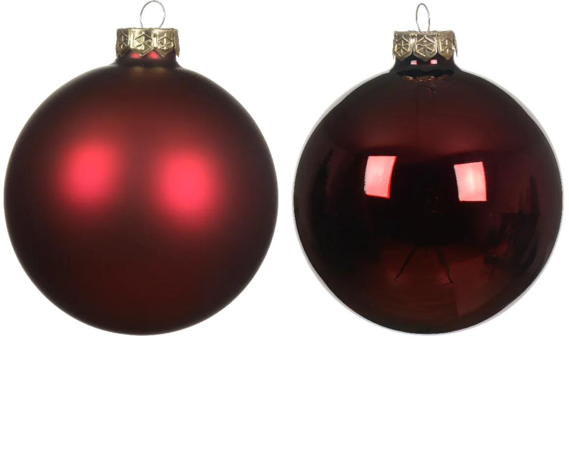 Weihnachtsbaumkugeln aus Glas, ochsenblut glanz/matt, Ø10cm, 4St/Box, Decoris