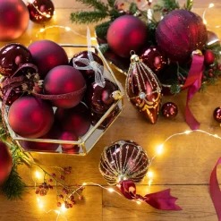 Weihnachtsbaumkugeln aus Glas, ochsenblut glanz/matt, Ø6cm, 20St/Box, Decoris