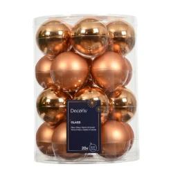 Weihnachtsbaumkugeln aus Glas, brandy glanz/matt, Ø6cm, 20St/Box, Decoris