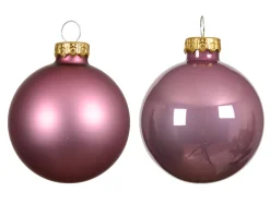 Weihnachtsbaumkugeln aus Glas, altpink glanz/matt, Ø6cm, 10St/Box, Decoris