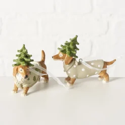 Weihnachtshänger Dackel Xander, Dackel mit Pullover und Tannenbaum-Hut, Boltze Home Collections