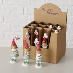 Wichtel Jingle mit Ballon, Weihnachtswichel Mädchen mit roter Mütze und grünem Kleid, Boltze Home Collections
