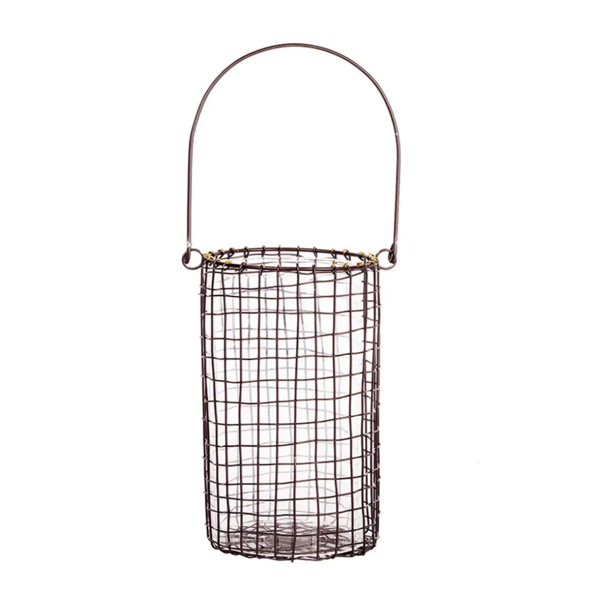 Windlicht Mathilda, Windlicht mit Henkel in Gitteroptik, 30x20cm, Metall-Glas, WMG Grünberger