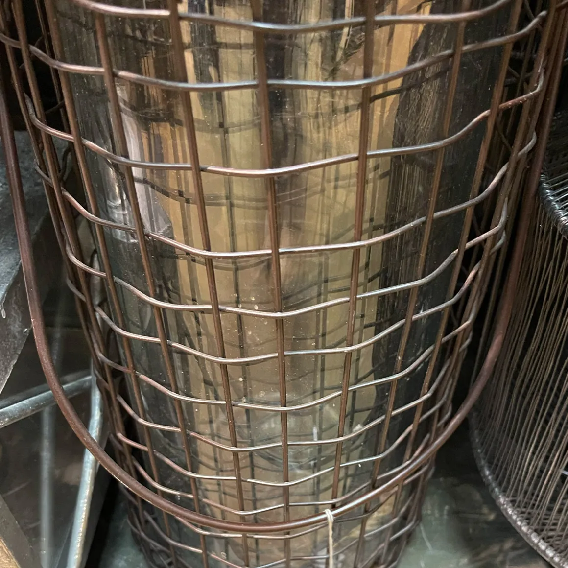 Windlicht Mathilda, Windlicht mit Henkel in Gitteroptik, 30x20cm, Metall-Glas, WMG Grünberger