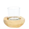 Windlicht Naturholz Knut, Naturholzschale mit Glaskörper, 11cm, WMG Grünberger