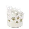 Windlicht Sterne, Metallwindlicht mit Sterne, creme used look, 12x9cm, Metall