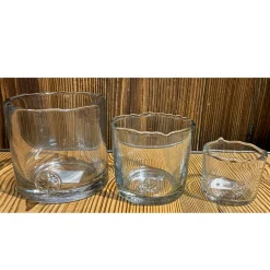 Windlicht Glas Organic mit unregelmäßigem Rand und Button, 10cm, WMG Grünberger