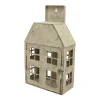 Windlicht Haus Shabby Chic grau, 20x35cm, Metallhaus im Hollandstil, zum Hängen oder Stellen