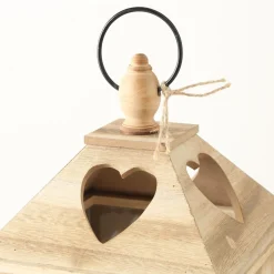 Windlicht Jules mit Herz, Holzlaterne 14x14x24cm, Boltze Home Collections