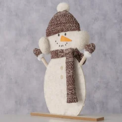 Winter-Aufsteller Frosty: Schneemann mit Pudelmütze und Ohrschützer, Boltze Home Collections