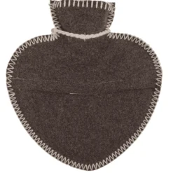 Wärmflasche Landhaus Hirsch, Herzform, Filzbezug mit Hirschmotiv und Kordel, braun-grau